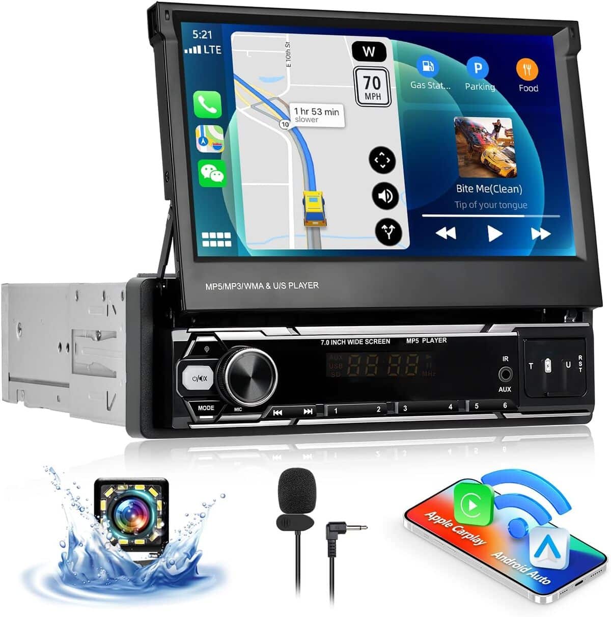 Test de l'autoradio Camecho 1 Din avec écran rétractable et Carplay sans fil
