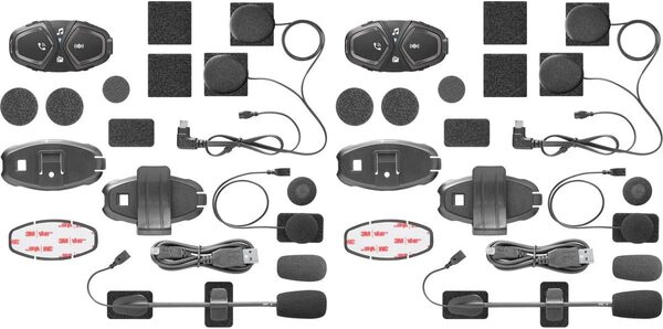 INTERPHONE Active - Dual Paquet - Système de Communication Moto Bluetooth, Jusqu'à 4 Riders, Portée 1.2 Km, Contrôle du Bruit, Jusqu'à 20 Heures, Radio FM, MP3, GPS, Étanche - Universal