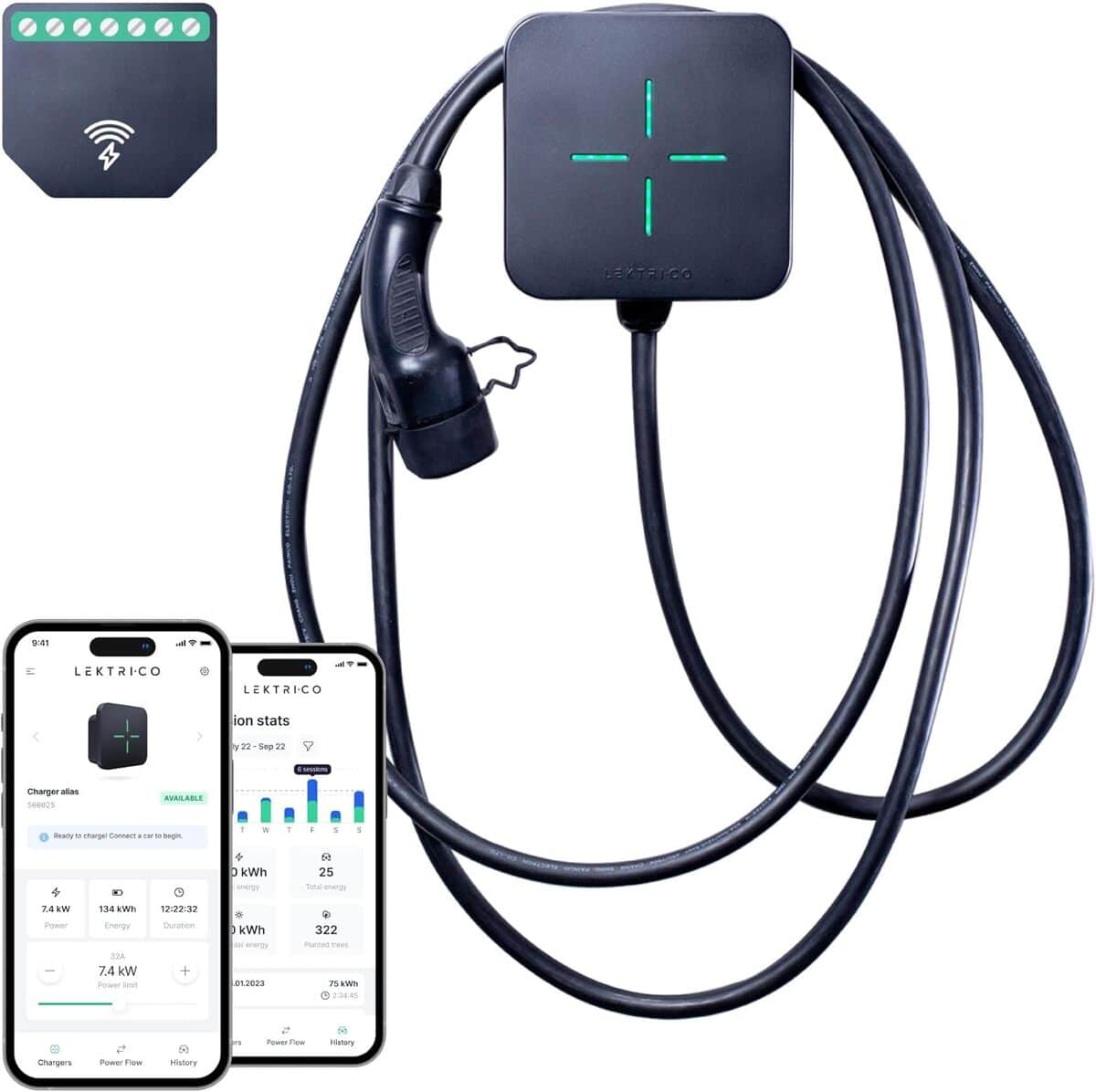 Test du chargeur LEKTRI·CO EV 1P7K V2 : performance et connectivité