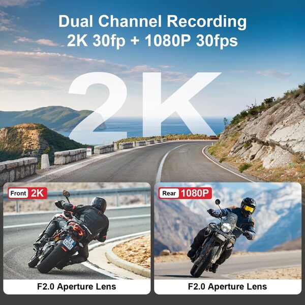 INNOVV RC6 Caméra de moto et angle mort Assistant avec caméra embarquée de moto avant et arrière 2K + 1080P, assistant d'angle mort avec alarme sonore et optique, convient à de nombreuses motos