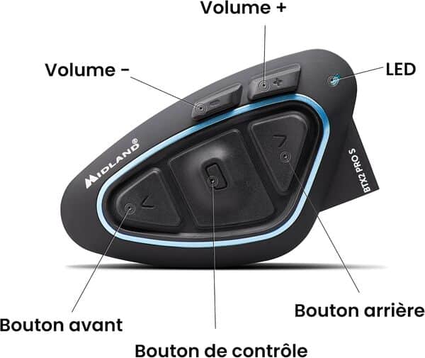 Midland - Intercom Moto Duo pour 2 Casques BTX2 Pro S Twin Universal, Écouteurs Bluetooth sans Fil Casque Moto Étanche IPX6, Double Processeur BT, 800m, 4 Couple, Batterie 23H, Anti Bruit, Audio Hi-Fi