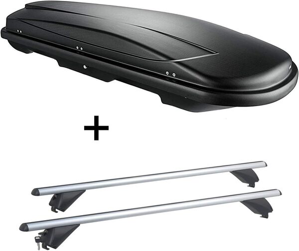 VDP Coffre de Toit Compatible avec Peugeot 5008 (5 Portes) à partir de 2017 VDPJUXT600 600 litres verrouillable + Barres de Toit en Aluminium RB003