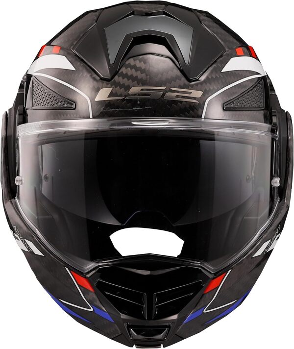 LS2 Advant X Carbon Future Gloss White Blue Red Casque modulable Moto Mixte