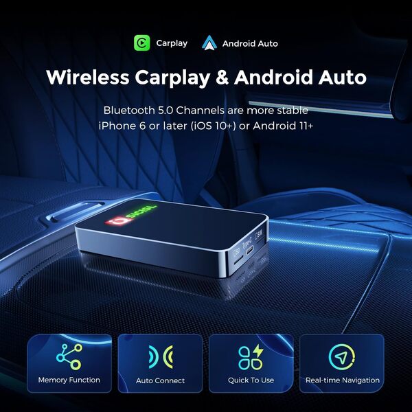 CarPlay Boîte vidéo multimédia sans fil Android 4G Cellulaire, 8 cœurs, Android 13, navigation intégrée, prend en charge carte SIM et TF Bluetooth, prend en charge uniquement les voitures avec CarPlay