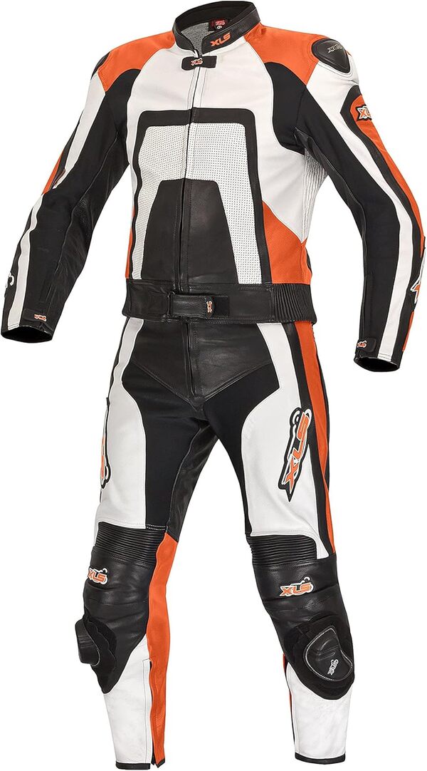 XLS Combinaison de moto en cuir 2 pièces Orange