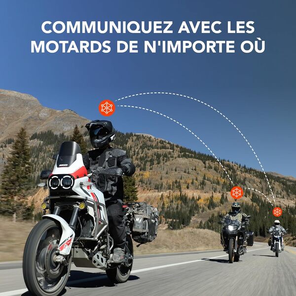 SENA 60S Casque de Communication Moto avec système d'intercom Wave, Mesh et Bluetooth, Sound by Harman Kardon 2e génération, Pack Double