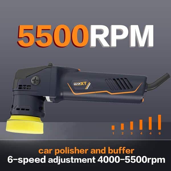 Polisseuse double action MAXXT 710W, orbite 12mm, 6 vitesses, disque 75mm, câble 4m, pour l'entretien des voitures/réparations