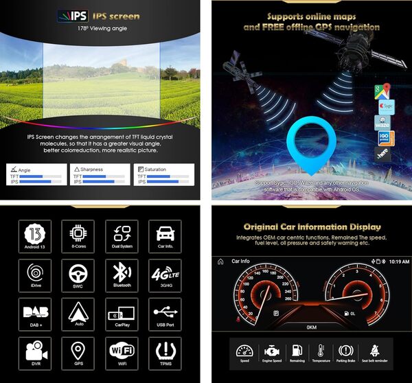 Erisin 8-Cœurs 8.8 Pouces Android 14 Autoradio pour BMW Série 3 E90 E91 E92 E93 Série 5 E60 E61 Série 6 E63 E64 CCC Bluetooth Dab+ GPS Écran Tactile iDrive CarPlay Android Auto 4Go de RAM+64Go de ROM