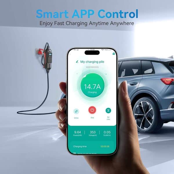 Chargeur Voiture Electrique 22KW/32A/6M, Borne de Recharge Véhicule Électrique, Câble Recharge Type 2, Compatible avec e-208, Spring, 500e, Model 3, Megane EV, Zoe, PHEV/EV