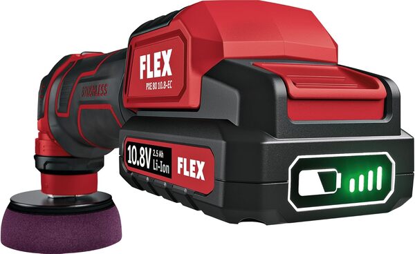 Polisseuse sans fil Flex 10,8 V (Polisseuse) PXE 80 10,8-EC/2,5 Set - 418102, Noir / Rouge