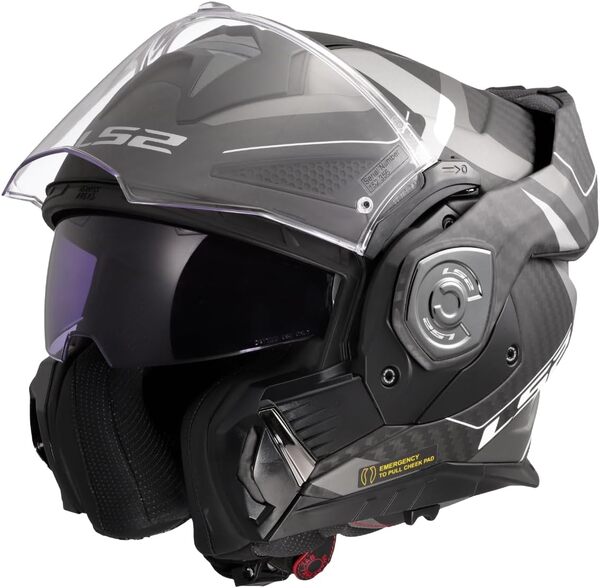 LS2, Casque Moto Modulable ADVANT X Carbon Horizon Matt Silver Grey, XXL