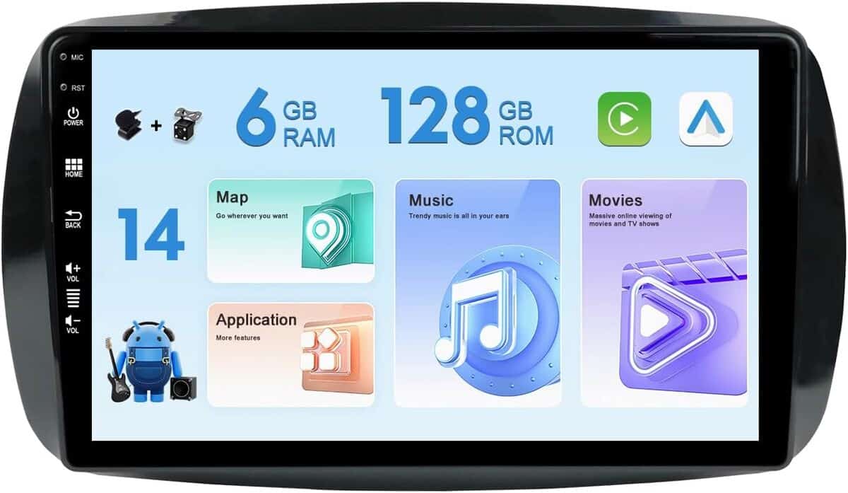 Test : autoradio Misonda Android 14 pour Mercedes Smart 453