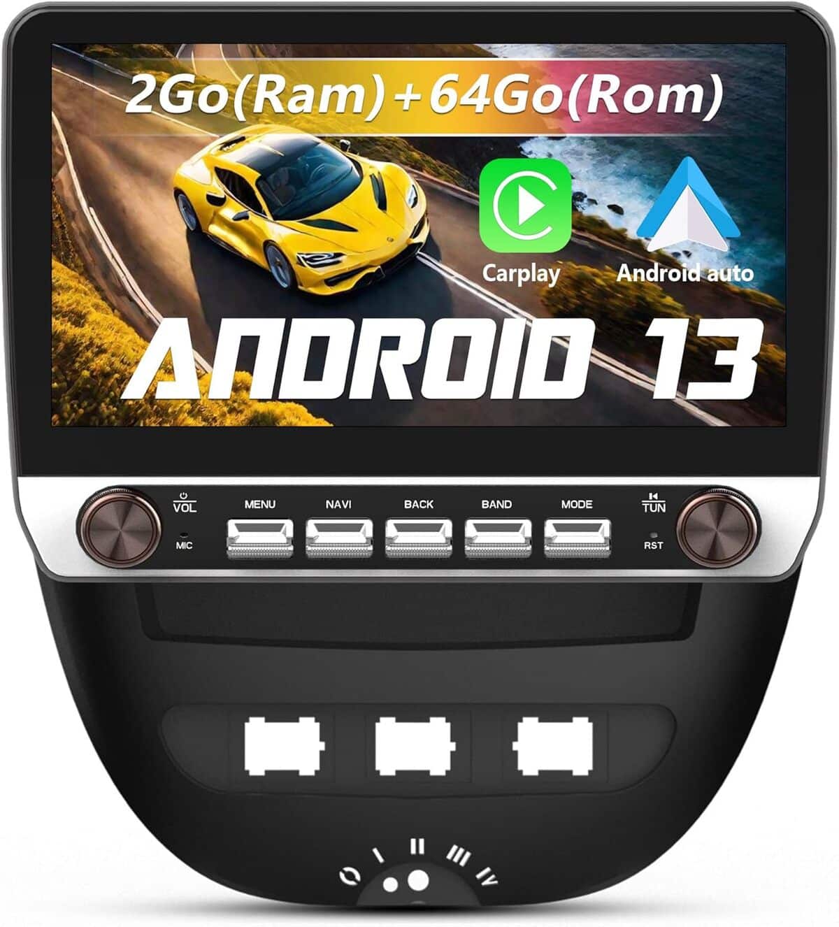 Test de l'autoradio Android 13 pour Peugeot 107/Aygo/C1 : écran 10 pouces et Carplay