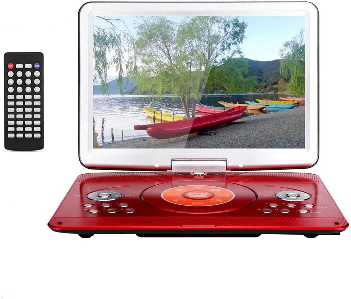 Test du lecteur DVD portable YoHoo 14, 1" pivotant rouge
