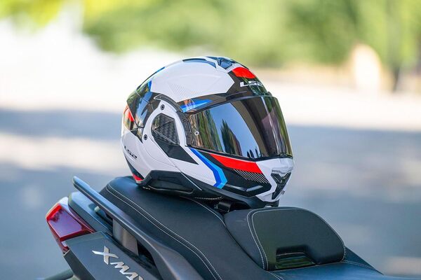 LS2, Casque Moto Modulable ADVANT II Triple White Blue Red, M