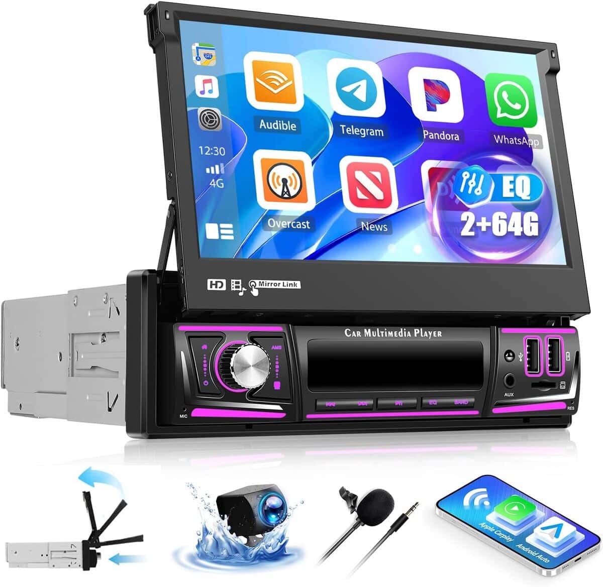 Test de l'autoradio OiLiehu Android 13 avec écran rétractable et CarPlay sans fil