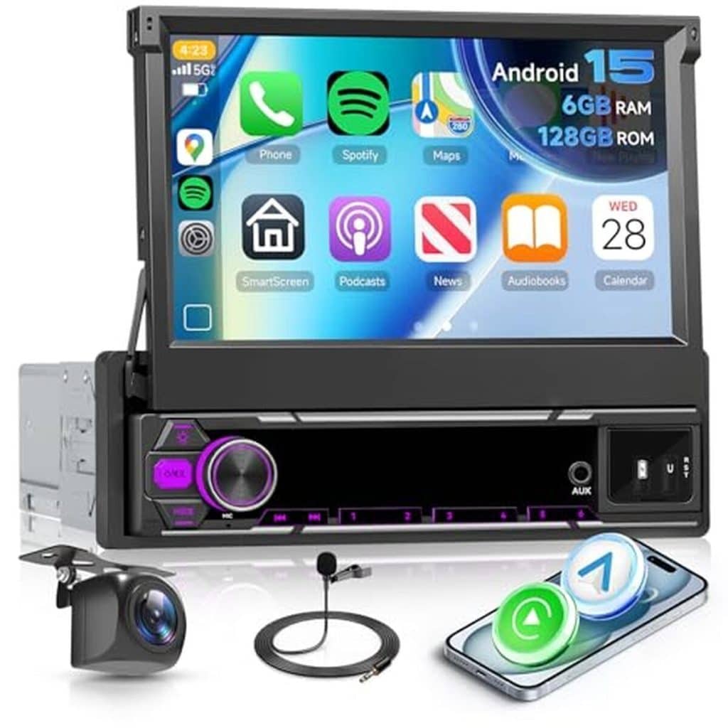 Test autoradio rétractable Hodozzy Android 15 : écran 7 pouces ultra connecté