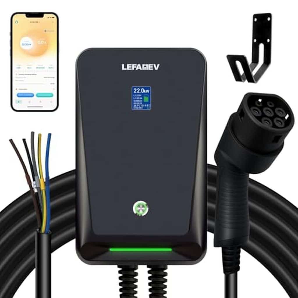 Test : borne de recharge LEFANEV 22KW avec écran LCD et APP