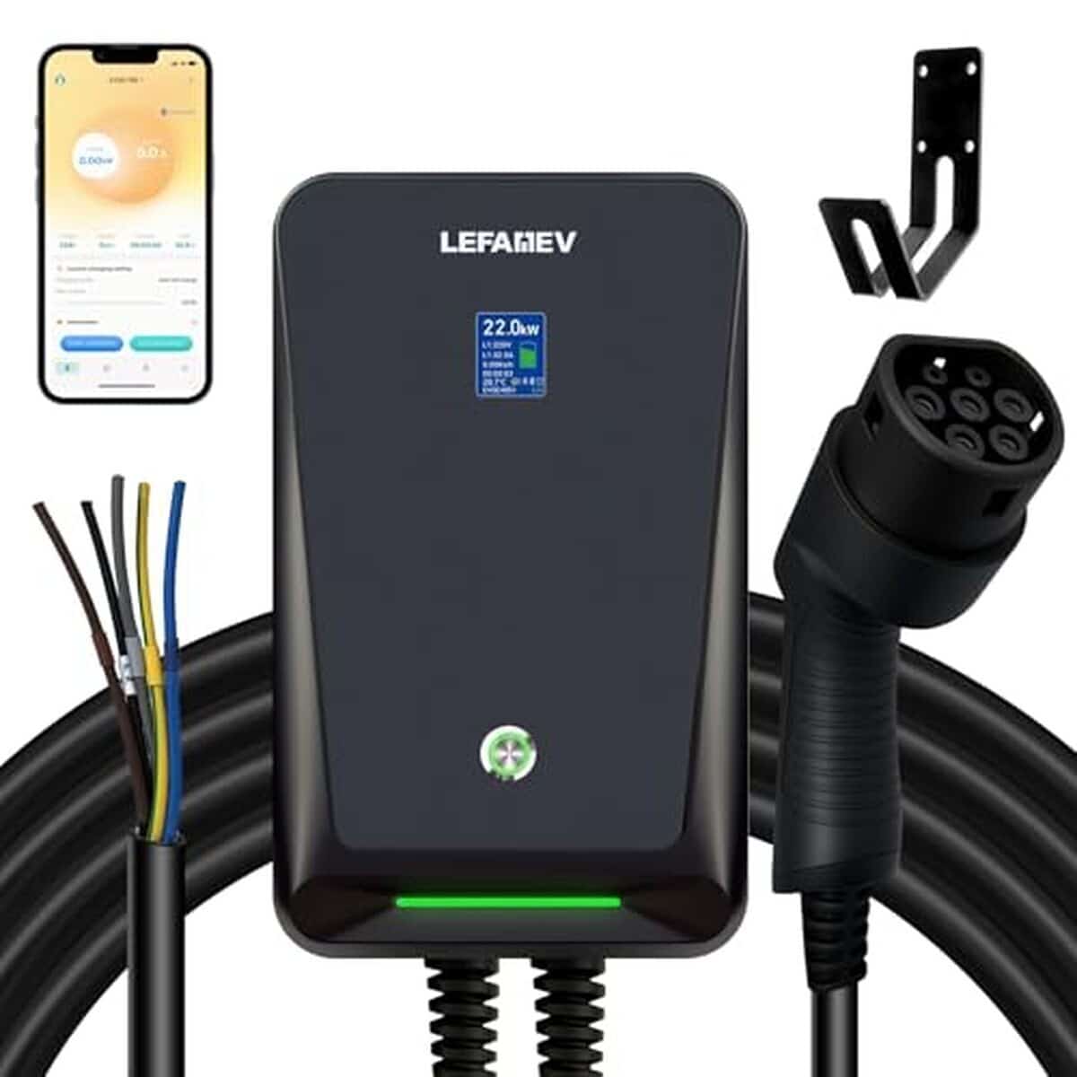 Test : borne de recharge LEFANEV 22KW avec écran LCD et APP