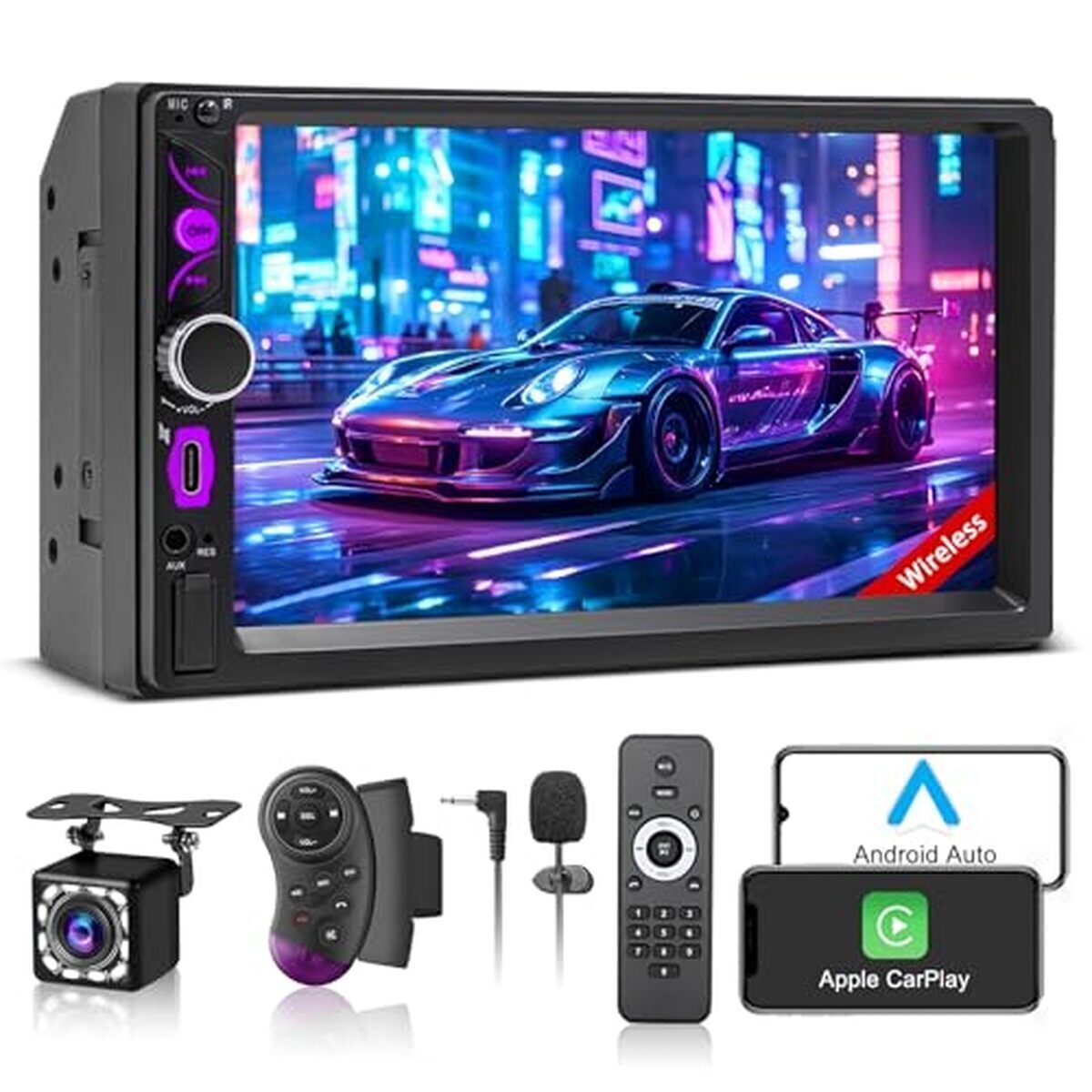 Test de l'autoradio KMUTZY 2 DIN CarPlay sans fil, écran 7