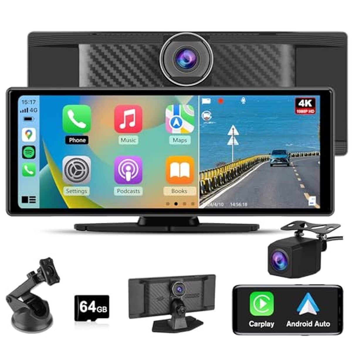 Test de l'écran Hexinex Carplay 10, 26 pouces avec dashcam 4K et caméra arrière 1080P
