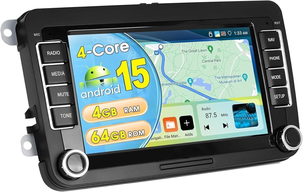 Test de l'autoradio CarPlay 4G+64G pour VW : écran tactile HD et fonctionnalités avancées