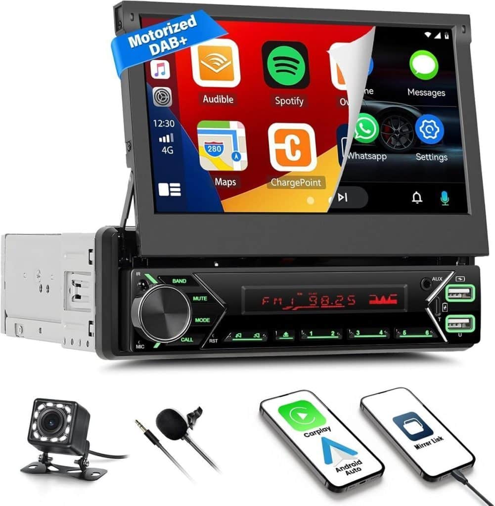 Test de l'autoradio 1 din carplay sans fil Android auto Bluetooth avec écran rétractable 7
