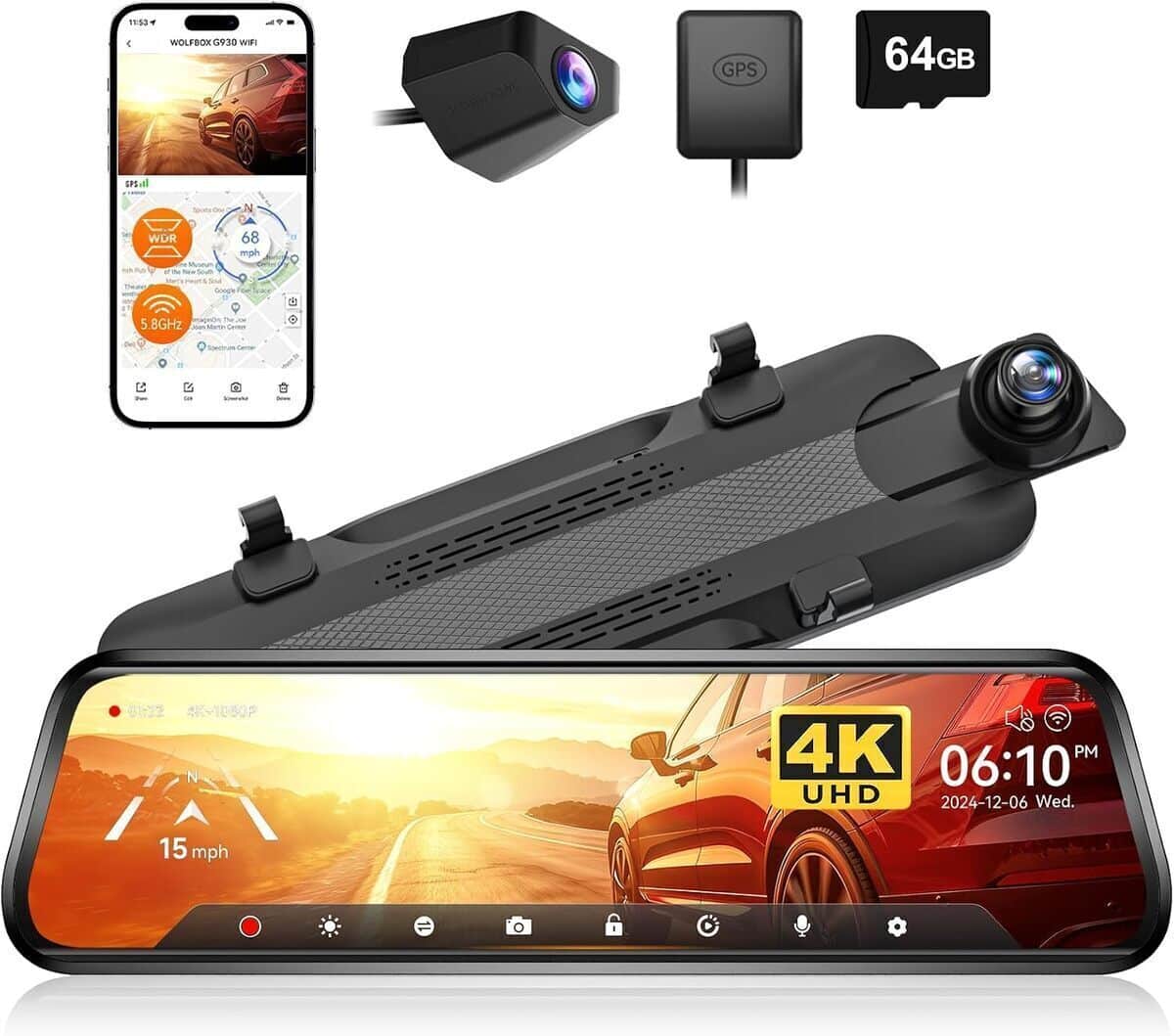 Test de la dashcam Wolfbox G930 4K : rétrovision avancée