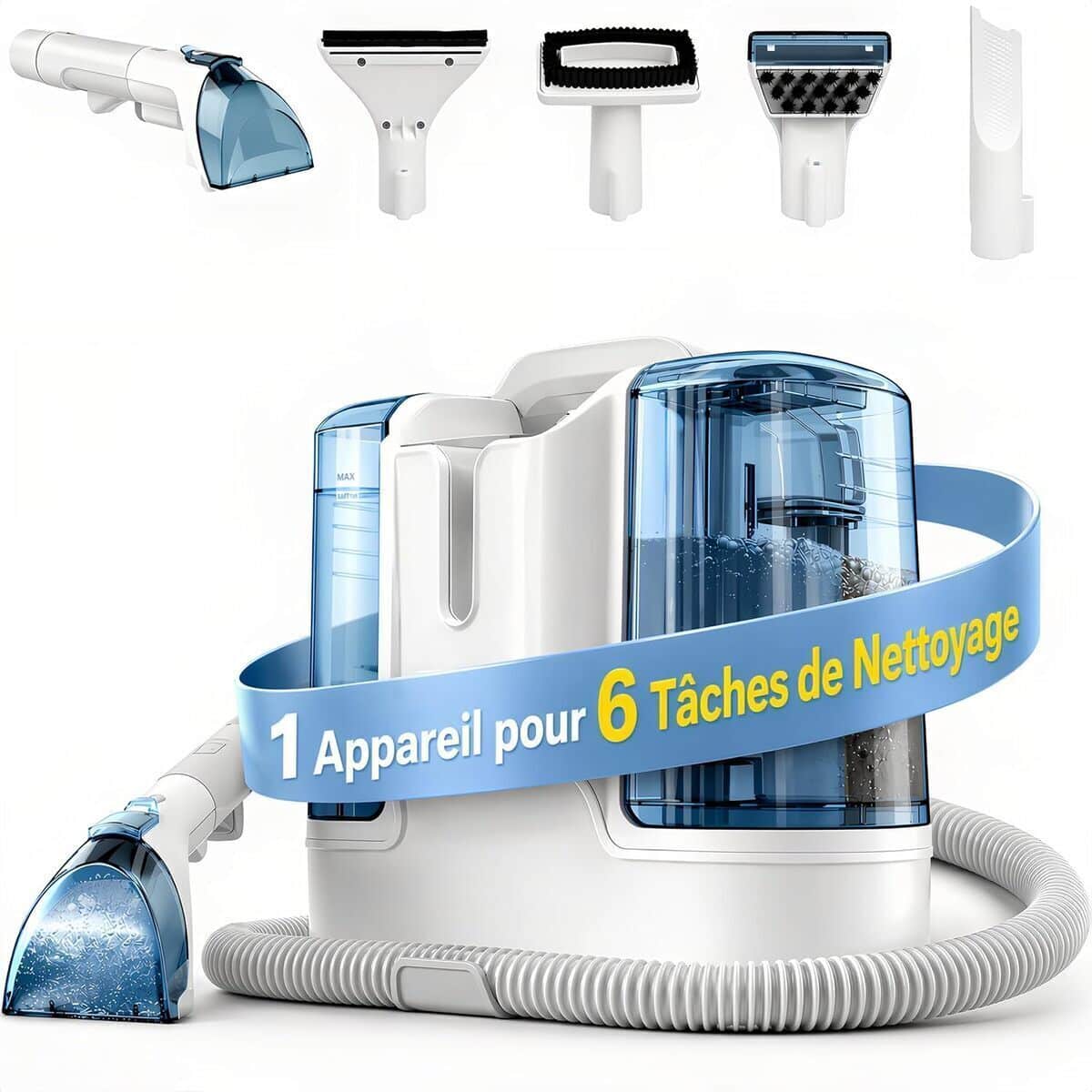 Test shampouineuse 450W : nettoyeur canapé et tapis 16 KPa