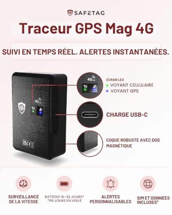 Découvrez le traceur GPS SafeTag Mag 4G avec son autonomie impressionnante de 90 jours et son suivi en temps réel. Test complet et avis détaillé pour sécuriser vos biens et proches.