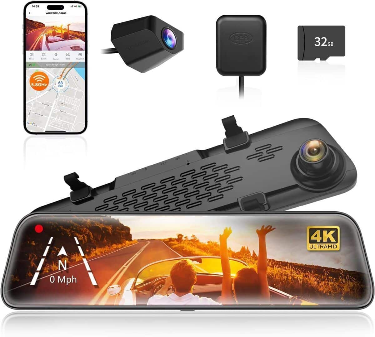 Test rétroviseur dash cam 4K Wolfbox G840S : performance et sécurité intégrées